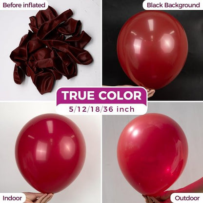 Bezente Burgundy Latex Party Balloons - 150 Pack of 5-Inch Dark Ruby Matte Balloons for Festive Celebrations