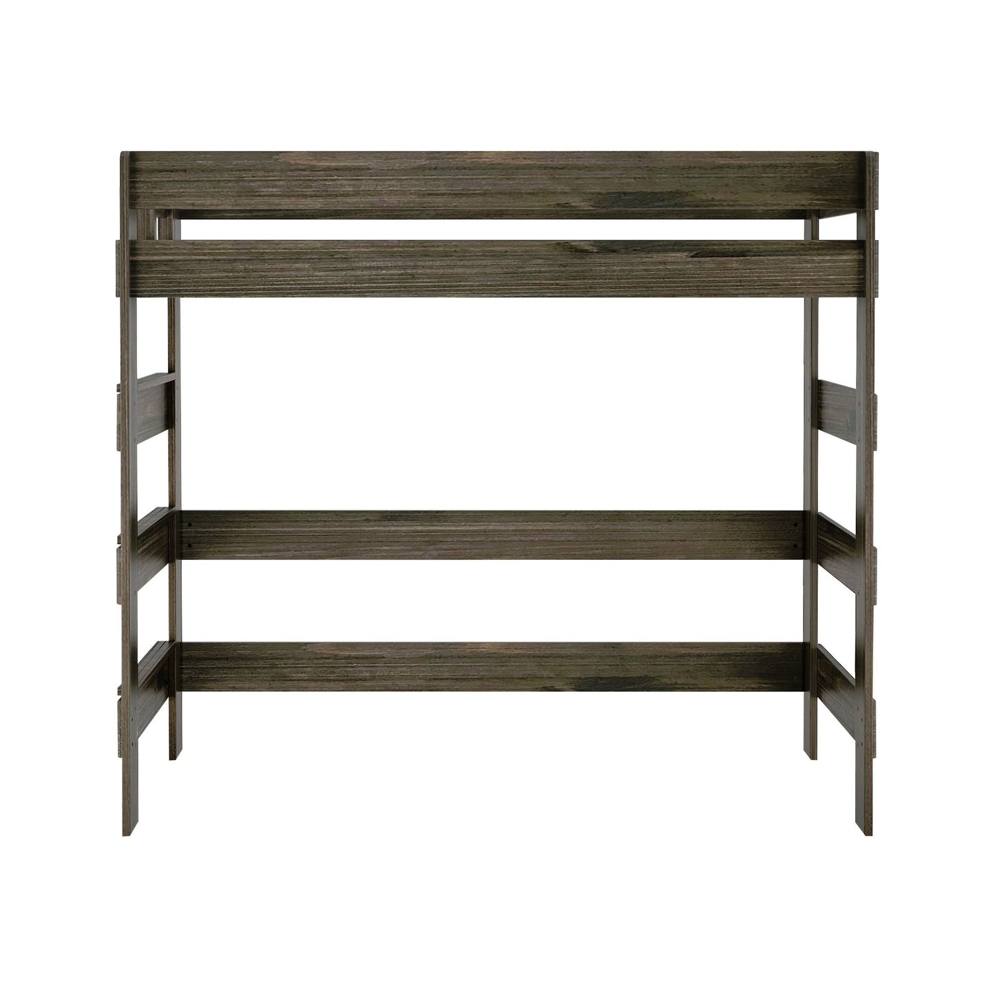 Max & Lily Modern Farmhouse High Loft Bed, Twin Bed Frame For Kids, Barnwood Brown