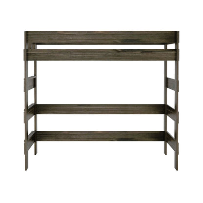 Max & Lily Modern Farmhouse High Loft Bed, Twin Bed Frame For Kids, Barnwood Brown