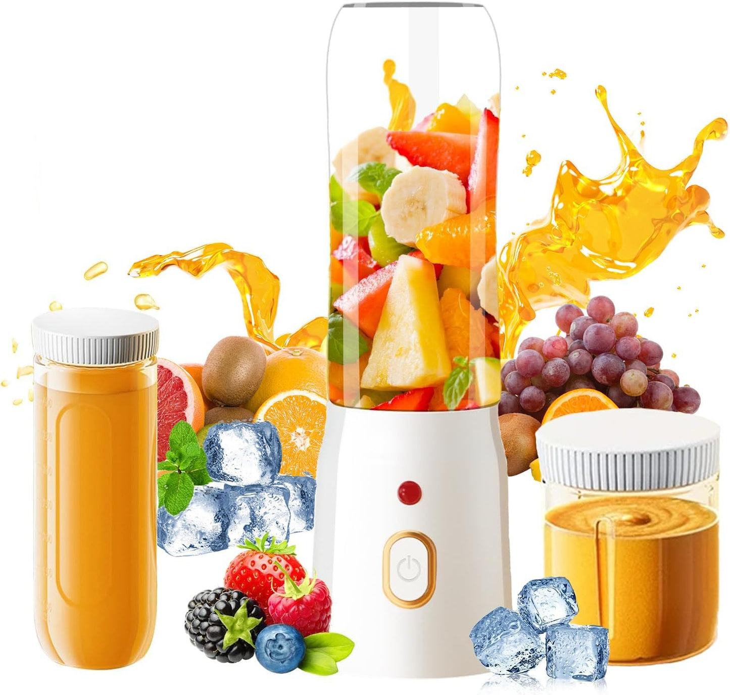 Personal Size Blender for Shakes and Smoothies, 15.6 oz Portable Blender with 10 Blades, Rechargeable Mixers for Travel