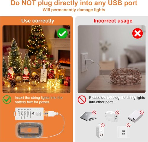 HXWEIYE Rechargeable Fairy Lights - 16FT 50LED Twinkle String Lights | 8 Modes & DIY Timer for Indoor Decor