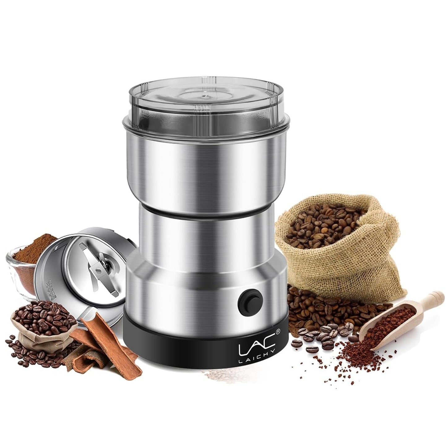 Coffee Grinder Electric & Spice Grinder, 150W Fast Grinding with Stainless Steel Blades | for Coffee Beans, Spices, Seeds, Herbs | Dry Food Mill | Mini Kitchen Grinder (Handheld)