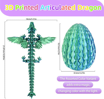 LIVOND 3D Printed Dragon Egg - Crystal Dragon Articulated Fidget Toys for Home Office Decor - Stocking Stuffer, Easter