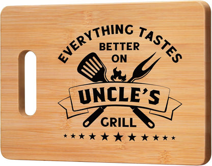 Unique Bamboo Cutting Board - Best Uncle Birthday Gifts from Niece Nephew - Cool Gifts for Uncle's Grill