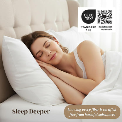 Beckham Hotel Collection King Size Sheet Set - 100% Cotton Sateen, Silky Smooth, 4-Piece, White