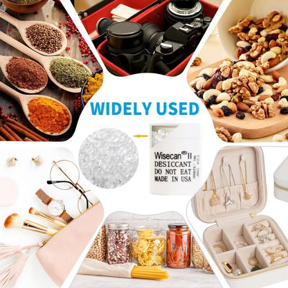 Wisesorb 1 Gram 100 Pack Silica Gel Canister, Desiccant Canister, Silica Gel Capsules, Desiccant Capsules, Moisture Absorbers for Food Storage, Food Safe Dehumidifiers Wisecan