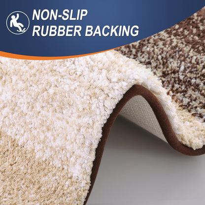 OLANLY Large Bathroom Rugs - Extra Soft Microfiber Mat | Quick Dry, Rubber Backing, 50x30, Brown