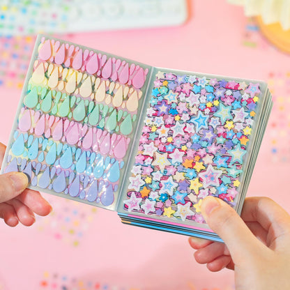 ZHIJIANHZ 64-Sheet Mini Cute Sticker Book Set for Journaling and Scrapbooking, Small PET Stickers with Variety of Shapes, Pink and Blue Color Collection, for Planners and Photocards