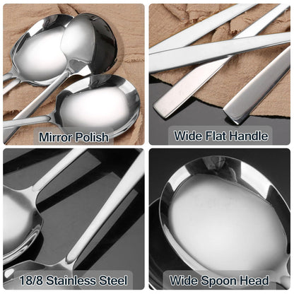 Large Serving Spoons Set Stainless Steel 12 Inch Serving Utensils for Buffet Catering Dishwasher Safe(2-pieces, Silver)