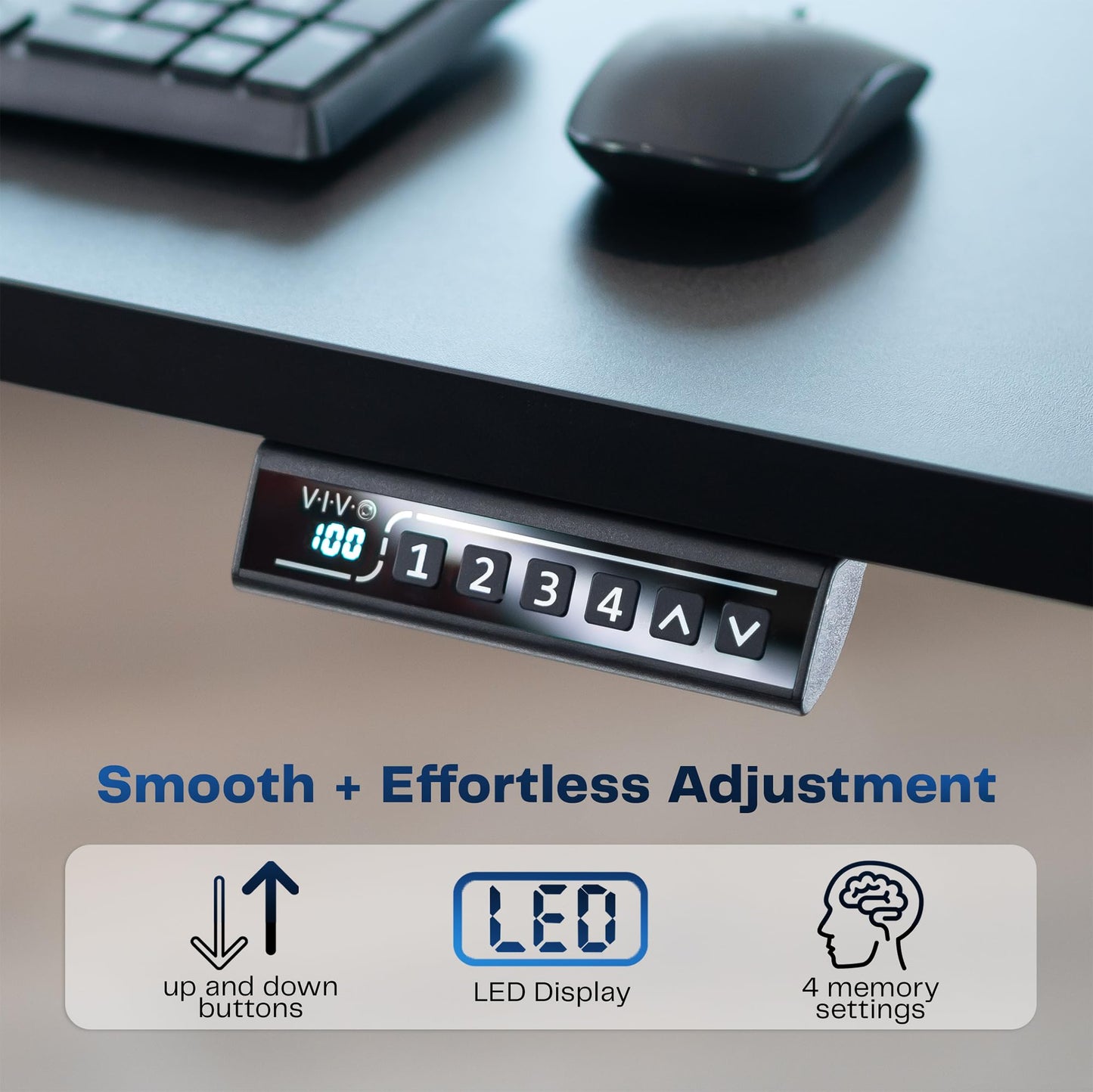 VIVO Electric 60 x 24 in Standing Desk, Memory Height Adjustment, 1B Series, Holds 220 lbs, One-Piece Dark Walnut Top, White Frame, DESK-KIT-1W6D
