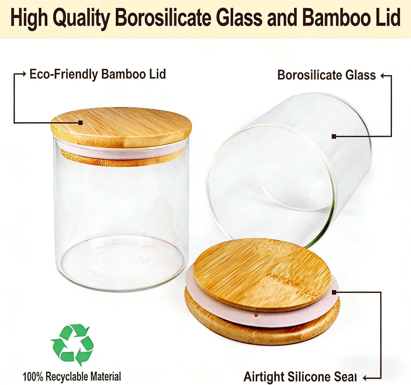 21oz/630ML Glass Storage Jars with Lids - 12 pcs Glass Canisters Food Storage Containers Airtight Glass Jar with Lid for Pantry Organizers for Cookie, Flour, Oat, Pasta, Tea, Coffee Bean & Coffee