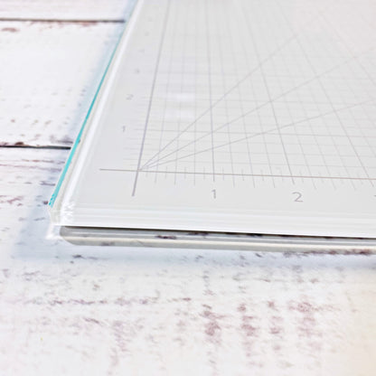 GLASSBOARD STUDIO Glass Craft Mat - Magnetic, Heat & Scratch Resistant - For Crafting, Cutting, Painting, Mixed Media Artwork - Grid Lines, Non-Slip Rubber Feet (Floral 24"L x 36"W)