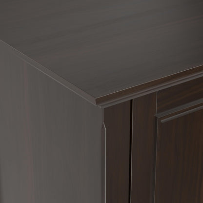 SIMPLIHOME Amherst TV Stand - 72 inch Wide Solid Wood Media Console in Brunette Brown, Transitional Entertainment Center for Living Room for TVs up to 80 Inches with Shelves and Cable Management