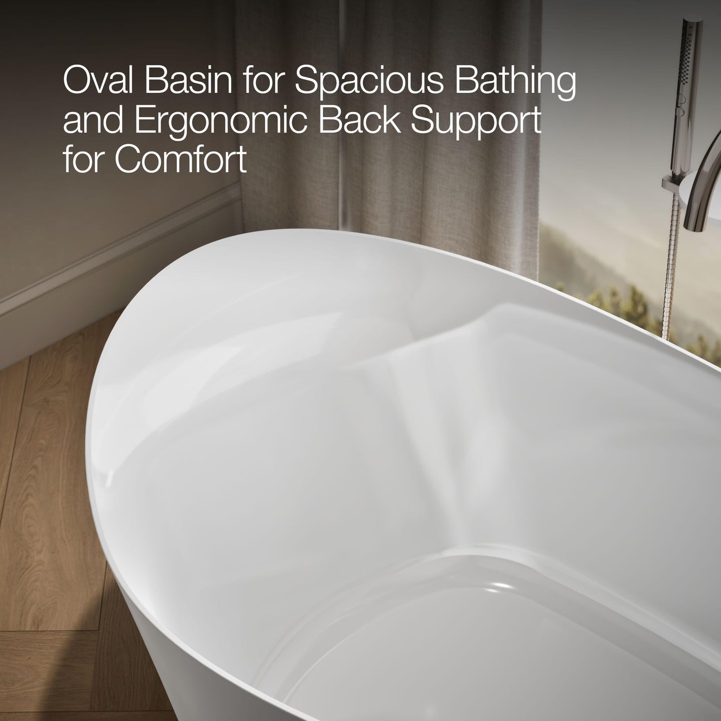 Kohler 8331-0 Veil® 65-3/8" x 36-15/16” freestanding bath, White