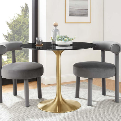 Modway Lippa Dining Table, 36", Gold Black