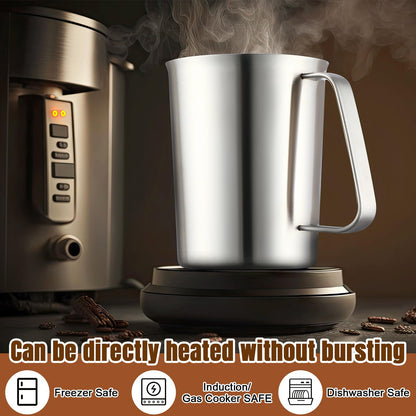 Copkim 4 Pcs Stainless Steel Pitcher with Handle and Pour Lip 16OZ, 500ML, 2 Cup Metal Liquid Measuring Cup Measuring Jug Milk Frothing Pitcher for Milk Latte Art Water Pouring