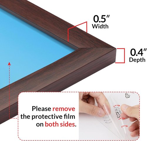 LaVie Home 11x17 Picture Frame - Classic Brown Wall Display Frame with HD Plexiglas | Vertical & Horizontal Use
