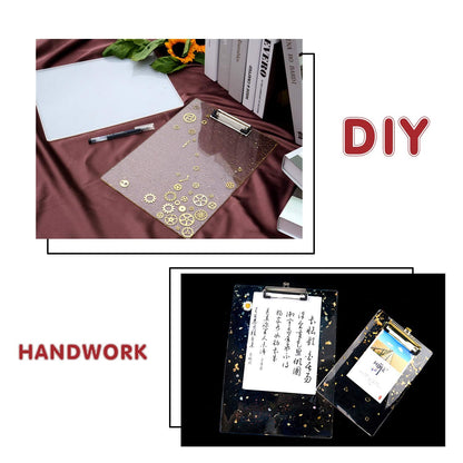 EDOBLUE Clipboard Resin Mold - A4 Letter Size Vertical File Folder Geode Agate Epoxy Silicone Molds with 2PCS Metal Accessories Making File Folder Portfolio Drawing Board