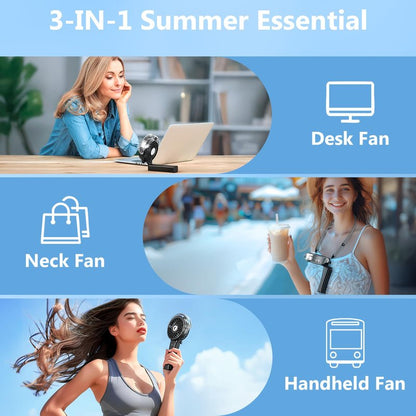 WITHOUSE 6000mAh Portable Handheld Misting Fan as Backup Power, 50ml XL Water Tank, 20H Runtime 3 Speeds, 180° Foldable Rechargeable Mist Fan for Travel, Outdoors, Makeup - Black