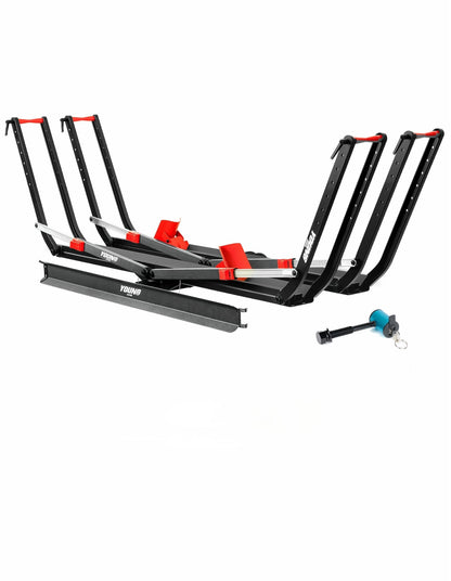 Young 200 lbs Ebike Racks with Ramp for Tow Hitch with 2 Arms, Tire Clamp 2 Bike Rack Hitch for Car SUV RV Truck Trailer, Scratch Free, Fit up to 5 Inch Fat Tire, 2" Receiver
