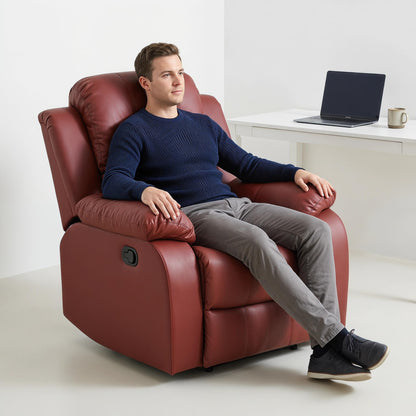 Trygoal Manual Recliner Chair, Nursery Rocking Chair, Recliner Chair for Adults, Lazy Boy, Gaming Recliner wih Overstuffed Arms, Suitable for Home Theater, Living Room, Bedroom, Red