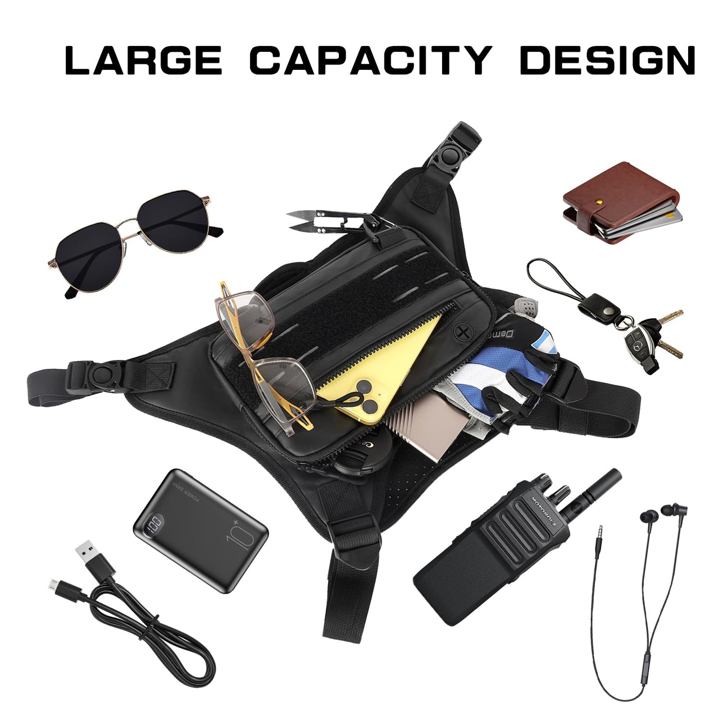 Sports Chest Bag For Men Women, Running Vest Bag With Built,Phone Holder For Workouts&Ski&Cycling&Hiking,Motorcycle Accessories