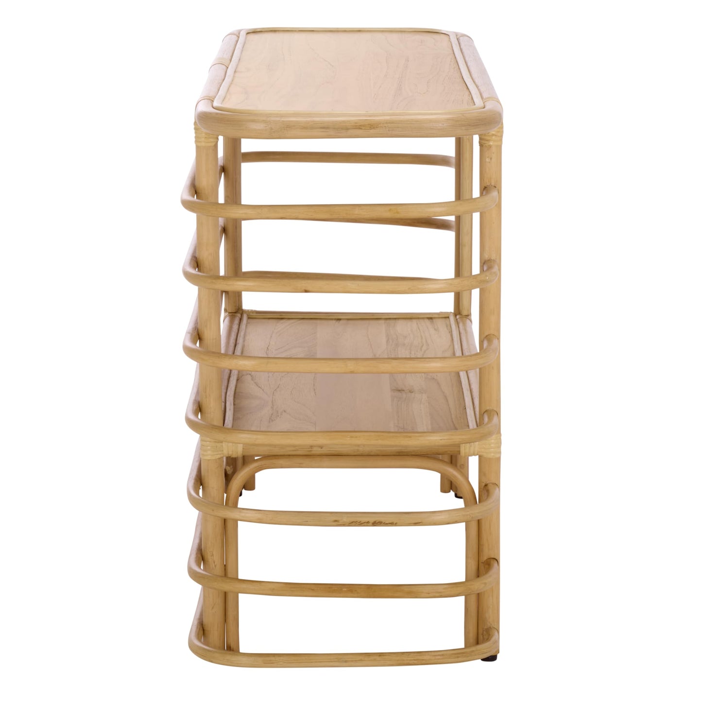 SAFAVIEH Home Collection - Maestro Natural Rattan & Wood Console Table with 1 Shelf, Fully Assembled, Modern Tropical Accent (CNS5400A)