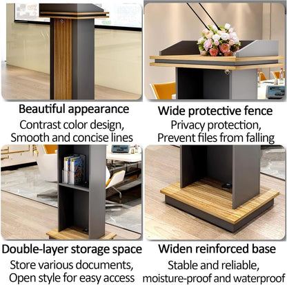 Wooden Podium Stand, Portable Modern Lectern & Hostess Stand, Multi-Function Church Pulpit Reading Desk, Ideal for Concerts, Schools, Offices & Stages