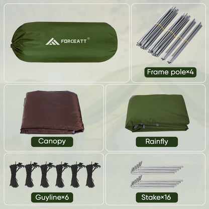 Forceatt 4 Person Camping Tent, Professional Waterproof & Windproof. Lightweight Backpacking Tent Suitable for Camping,Hiking, Outdoor, Mountaineering and Travel