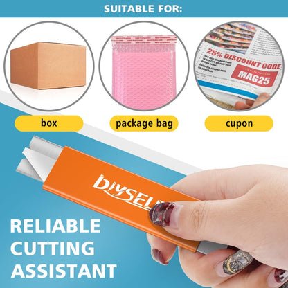 DIYSELF Box Cutters, 48 Pack Letter Openers, Mini Utility Knife, Razor Knife with Single Edge Razor Blade, Box Cutter Retractable for Office, Home, Warehouse, School, Box Cutter Knife (Orange)