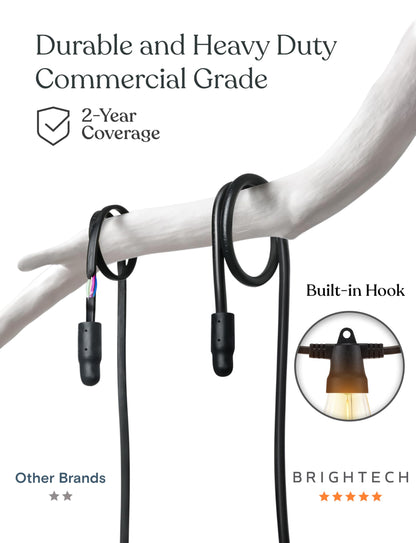 Brightech Bundle 104 (93+11) FT Ambience Pro Solar Powered Outdoor LED String Lights + Portobello Cordless LED Touch Table Lamp