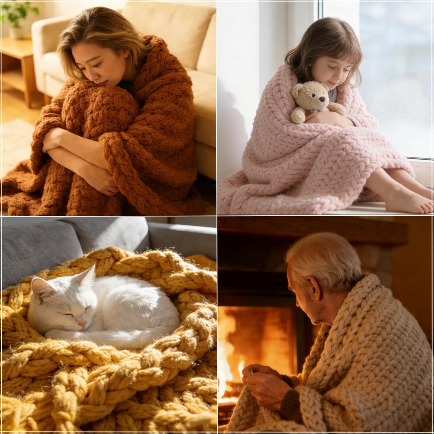 FOBEVTEF 53.9'' DIY Chunky Knit Blanket Loom, Wooden Loom Frame for DIY Throw Blankets, Adjustable Size Hand Knitting Kit | No Needles Required | Foldable & Portable | Beginner Friendly Yarn Craft