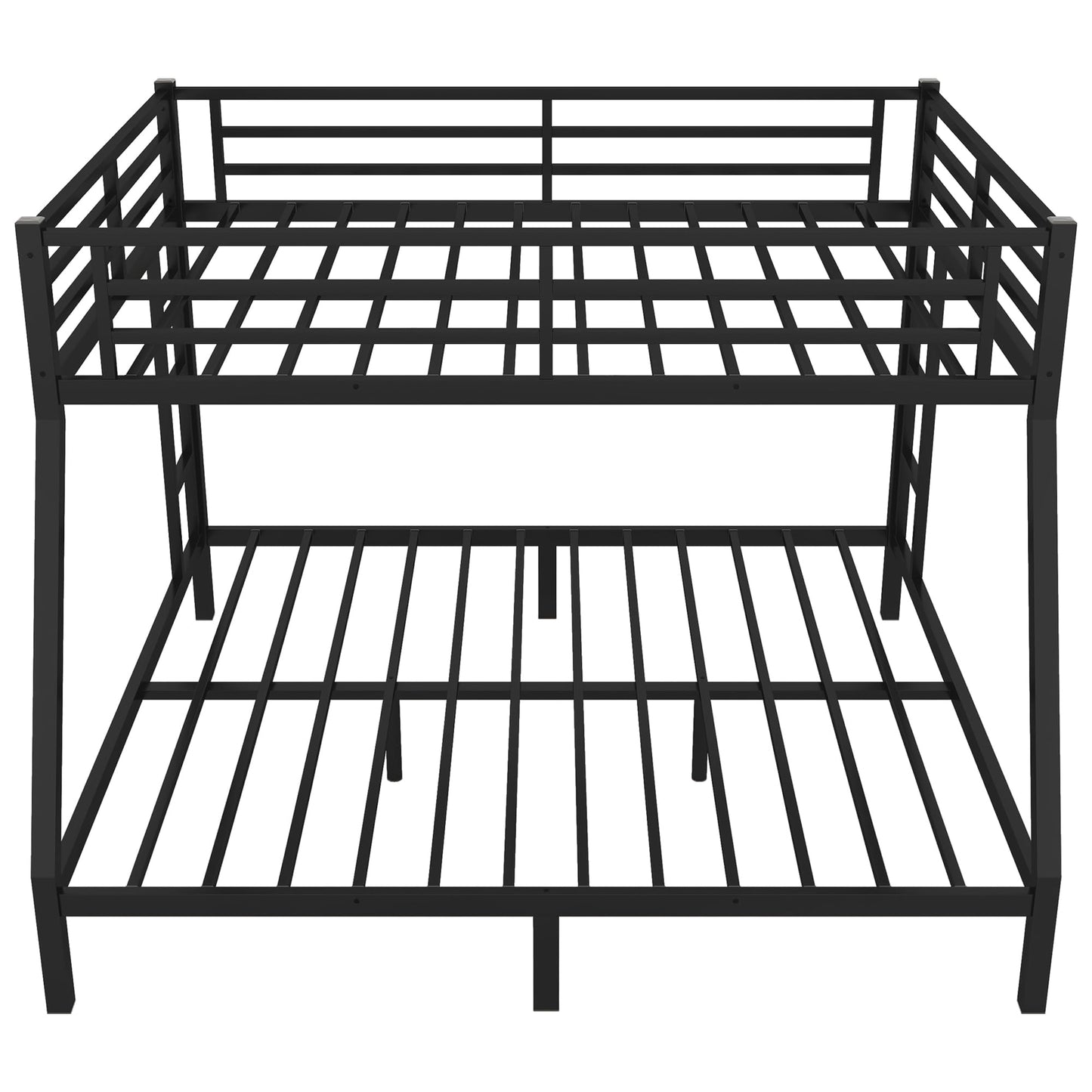 Bellemave Queen Over King Bunk Bed for Adults, Queen Over King Bunk Beds Frame with 2 Side Ladder and Full Length Guardrail, Easy Assemble Bunkbeds, Noise Reduced, Mattress Not Included, Black