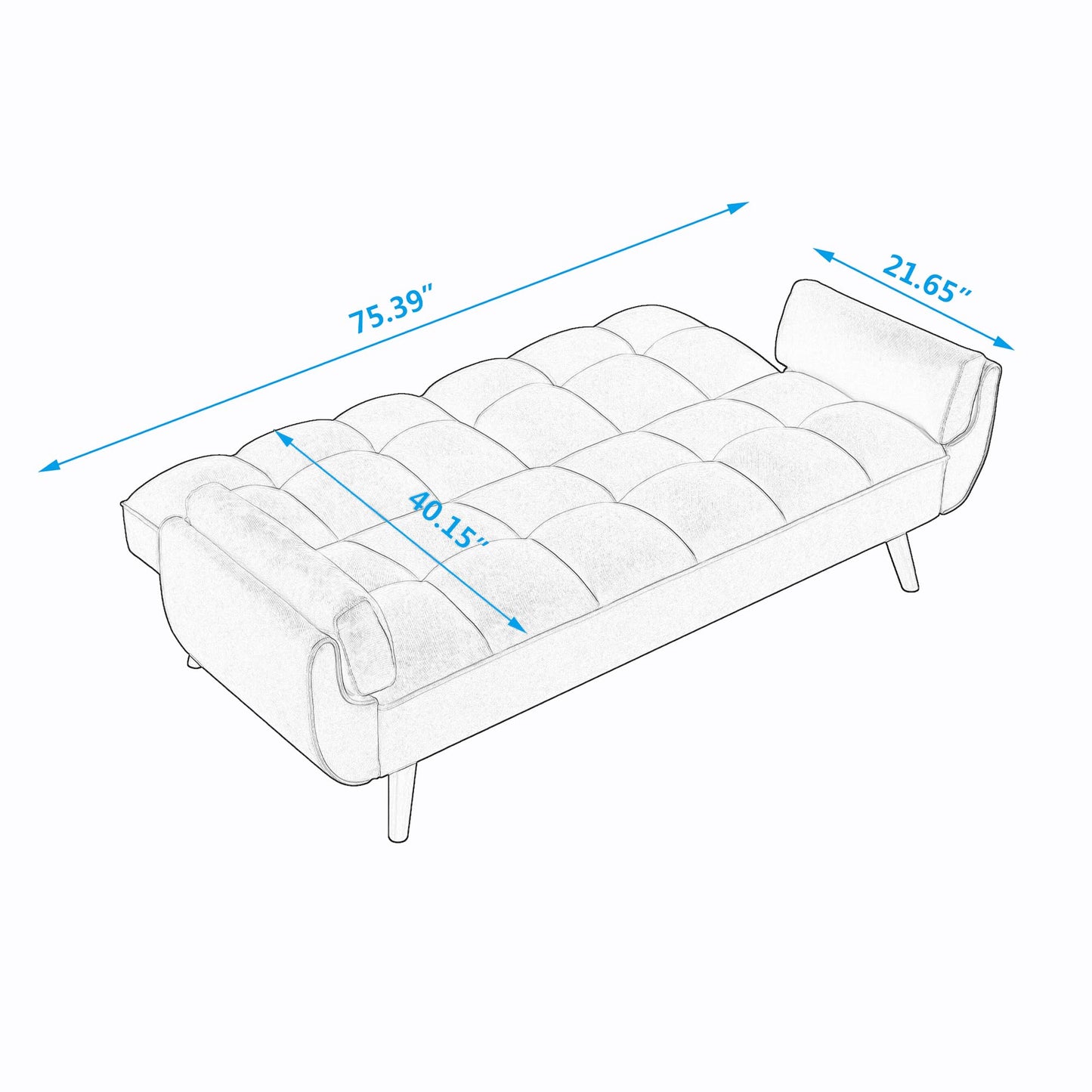 ERYE 75-Inch Upholstered Futon Sofabed for Bedroom Living Room, Modern Linen Tufted Convertible Futon Loveseat Sleeper Sofa Bed with Adjustable Backrest and Pillows