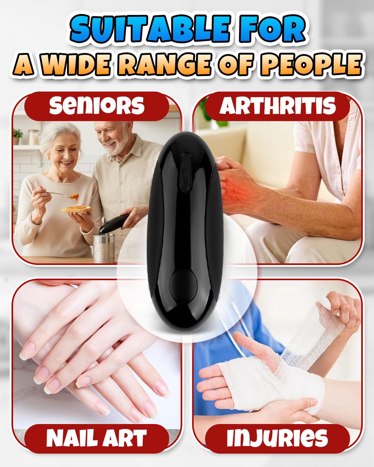 Electric Can Opener, One-Touch Hands Free Can Opener, Side-Cut Can Opener, Safety Smooth Edge, Rechargeable Cordless Can Opener Fits Most Cans, Great for Seniors & Arthritis