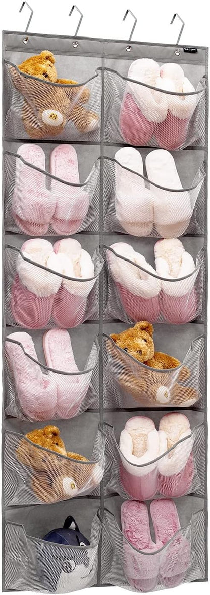 Extra Large Mesh Pockets Shoe Organizer | Hanging Shoe Rack for Bedroom, Bathroom Shoe Storage (12 Large Pockets)