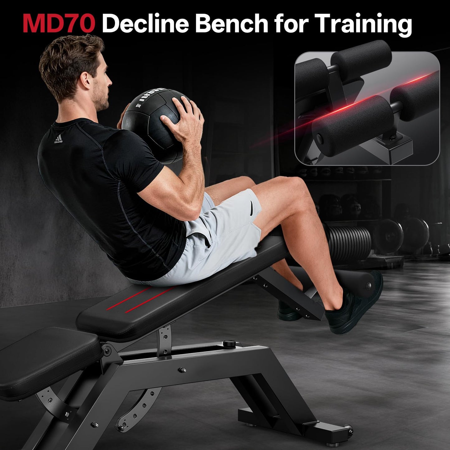 JOROTO Adjustable Sit-Up Weight Bench, 1500 lb Capacity Decline Ab Workout Bench, Heavy-Duty Flat/Incline Bench for Home Gym Strength Training