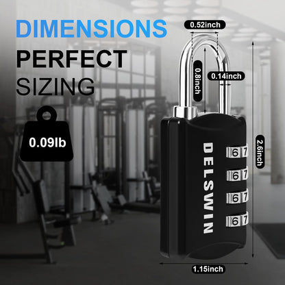 DELSWIN Small Combination Lock for Locker, 4-Digit Mini Combo Lock for Backpack and Luggage, Combination Padlock for School Gym Locker (Pack of 4)