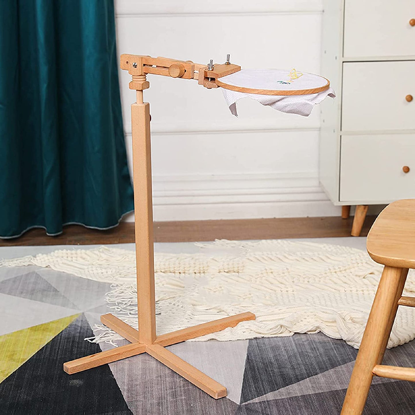 Adjustable Wooden Embroidery Stand - Standing Lap Stand for Needlework and Cross Stitch Table - Perfect Floor Frame for Embroidery Enthusiasts
