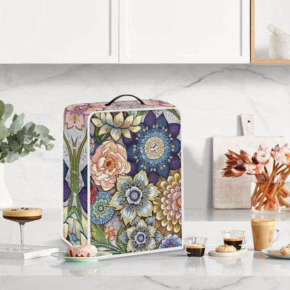 Boho Flower Coffee Machine Covers, Dust Stain Resistant Protector for Small Kitchen Appliance Coffee Makers, Home Decor