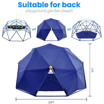 YuAnWe 10 FT Climbing Dome with Canopy and Hammock, Anti-Rust and UV-Resistant Dome Climber with 800LBS Load Capacity, Suitable for Outdoor Indoor Jungle Gym
