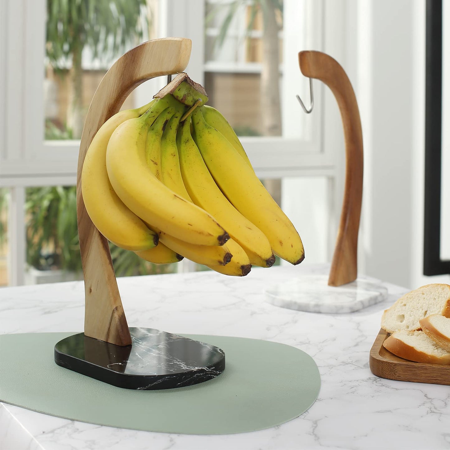 everous Banana Hanger black Marble Base,Modern Banana Holder Tree Stand for kitchen home None Slip Banana Rack Banana holder stand