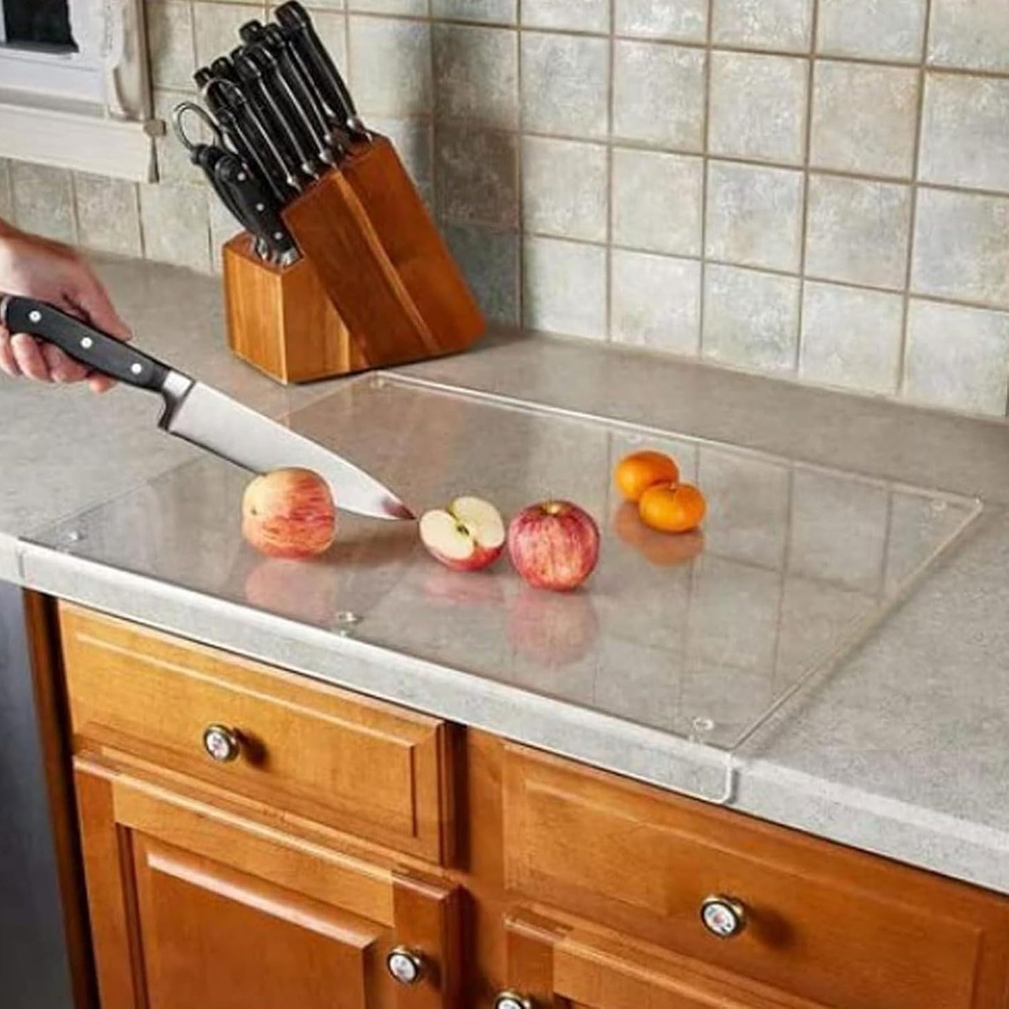 New Acrylic Cutting Board, 17.2 x 14 Inch Non-Slip Clear Cutting Board with Countertop Protector