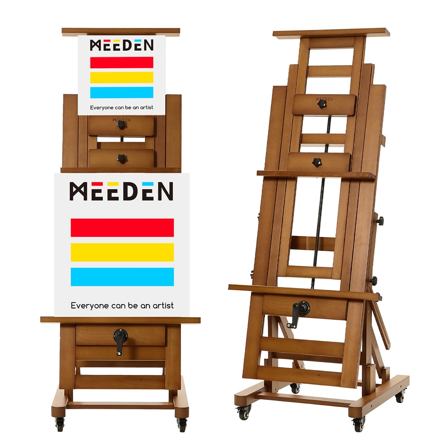MEEDEN Extra-Large H Frame Easel: Solid Beech Wood Artist Painting Easel for Adults - Professional Heavy Duty Studio Easel with Crank - Movable and Tilting Flat Art Easel Stand for Canvas up to 76.7"