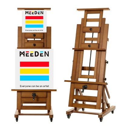 MEEDEN Extra-Large H Frame Easel: Solid Beech Wood Artist Painting Easel for Adults - Professional Heavy Duty Studio Easel with Crank - Movable and Tilting Flat Art Easel Stand for Canvas up to 76.7"