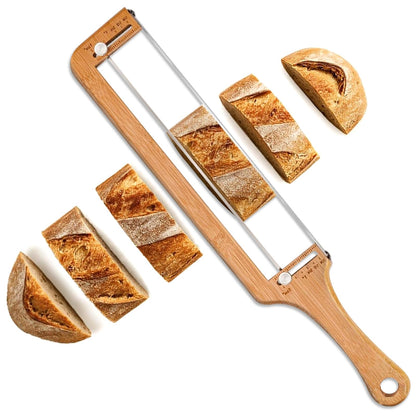 GZEduld Adjustable Bread Slicer, Bread Knife for Homemade Bread, Manual Slicer Cutter Sharp Serrated Stainless Steel Blade Sourdough Tools for Baguettes, Bagels & Loaves, Ideal Gift for Bakers
