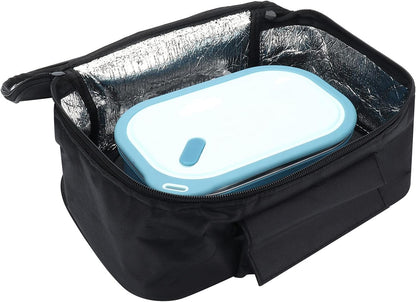 KIMISS Portable Mini Car Microwave 12V Electric Oven, Fast Heating Picnic Box for Travel & Camping, Black
