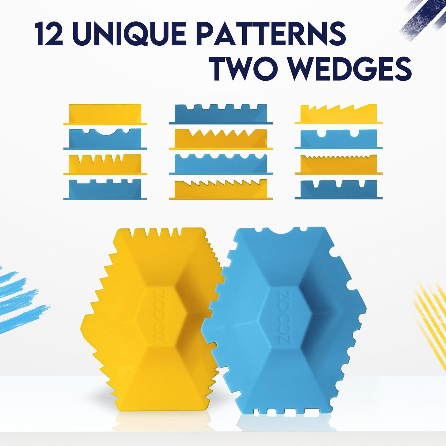 ZOCOZ Chef Plating Tools Culinary Set - 2 Silicone Wedges with 12 Patterns - Professional Chef Tools for Food Plating, Pastry Art, and Chef Gifts