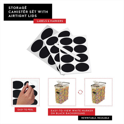 DWËLLZA KITCHEN EXTRA LARGE Cereal Containers Storage (6.3L / 213OZ) Set of 2 Family Size Bulk Cereal Dispenser Countertop, Airtight Food Storage Containers for Pantry Organization, Labels & Marker
