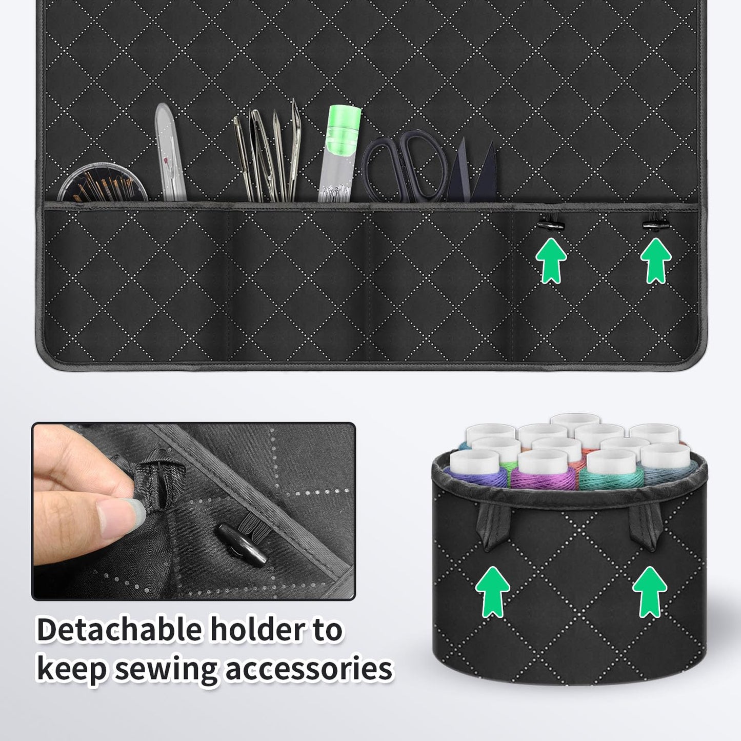 Grekos Sewing Machine Pad for Table, Non-Slip Dust Cover Complete with Pockets Fabric & Parts Organizer, Dust cover for Sewing Accessories, Kits and Supplies